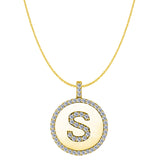 "S" Diamond Initial 14K Yellow Gold Disk Pendant (0.56ct) - JewelryAffairs
 - 1