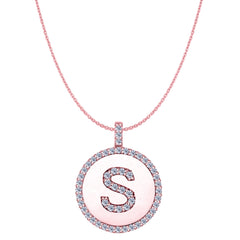 "S" Diamond Initial 14K Rose Gold Disk Pendant (0.56ct) fine designer jewelry for men and women