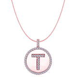 "T" Diamond Initial 14K Rose Gold Disk Pendant (0.50ct) - JewelryAffairs
 - 1