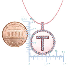 "T" Diamond Initial 14K Rose Gold Disk Pendant (0.50ct) - JewelryAffairs
 - 2
