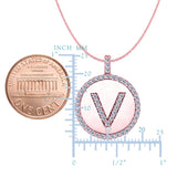 "V" Diamond Initial 14K Rose Gold Disk Pendant (0.50ct) - JewelryAffairs
 - 2