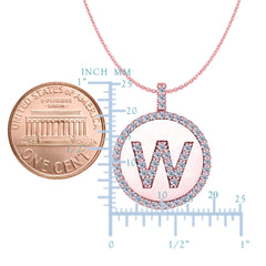 "W" Diamond Initial 14K Rose Gold Disk Pendant (0.60ct) - JewelryAffairs
 - 2