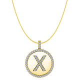 "X" Diamond Initial 14K Yellow Gold Disk Pendant (0.56ct) - JewelryAffairs
 - 1
