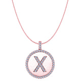 "X" Diamond Initial 14K Rose Gold Disk Pendant (0.56ct) - JewelryAffairs
 - 1
