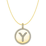 "Y" Diamond Initial 14K Yellow Gold Disk Pendant (0.50ct) - JewelryAffairs
 - 1