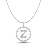 "Z" Diamond Initial 14K White Gold Disk Pendant (0.53ct) - JewelryAffairs
 - 1