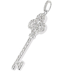 14K White Gold Diamond Crorwn Key Pendant (0.69ctw - FG Color - SI2 Clarity) fine designer jewelry for men and women