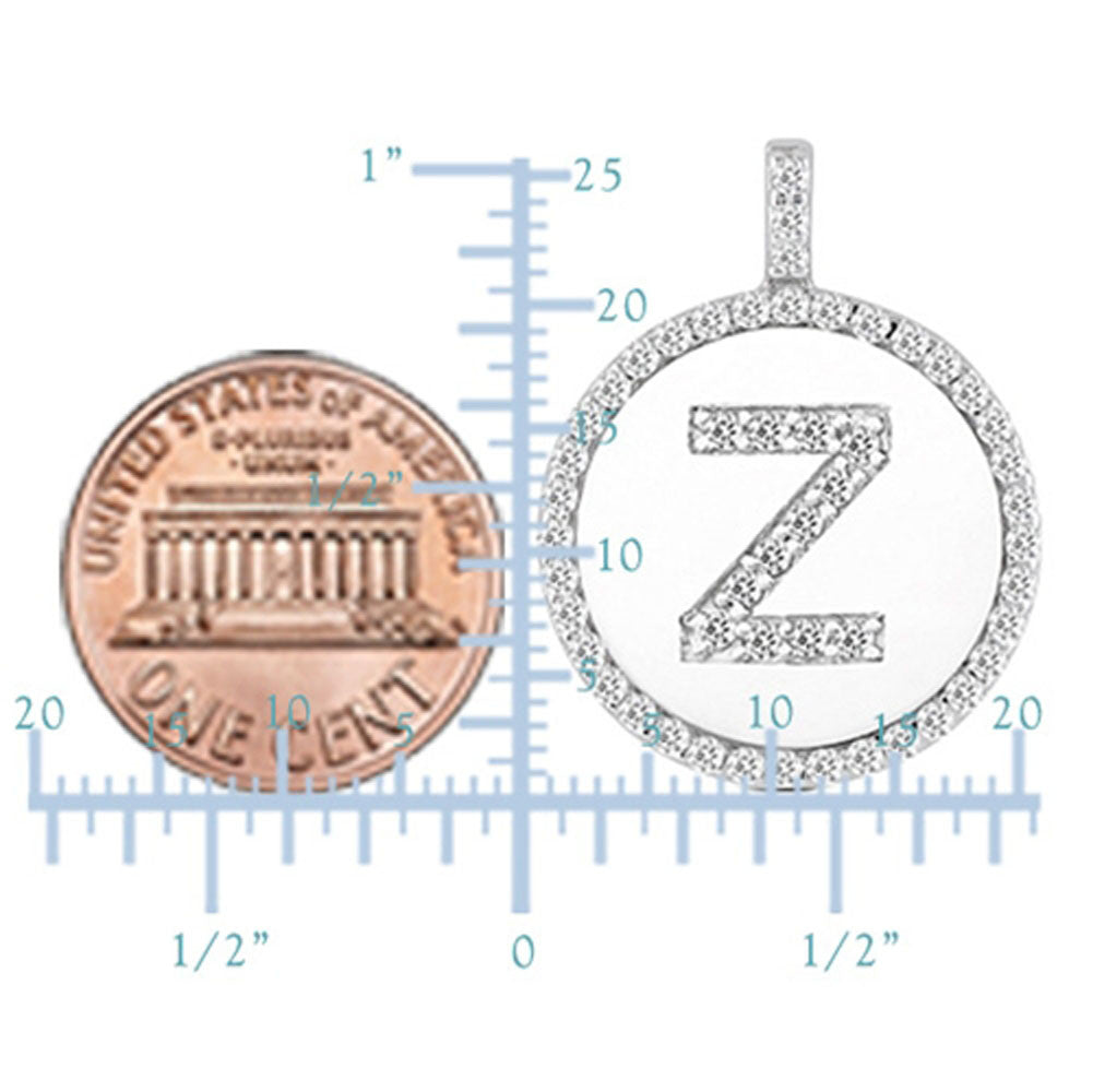 "Z" Diamond Initial 14K White Gold Disk Pendant (0.53ct) fine designer jewelry for men and women