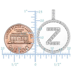 "Z" Diamond Initial 14K White Gold Disk Pendant (0.53ct) fine designer jewelry for men and women