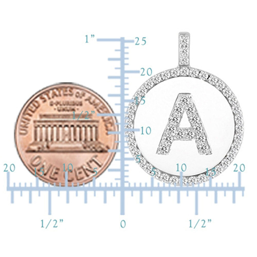 "A" Diamond Initial  14K White Gold Disk Pendant (0.53ct) - JewelryAffairs
 - 3