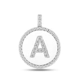 "A" Diamond Initial  14K White Gold Disk Pendant (0.53ct) - JewelryAffairs
 - 2
