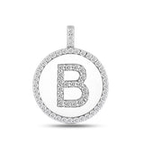 "B" Diamond Initial  14K White Gold Disk Pendant (0.60ct) - JewelryAffairs
 - 2