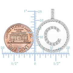 "C" Diamond Initial 14K hvitt gull Disk anheng (0,55ct) fine designersmykker for menn og kvinner