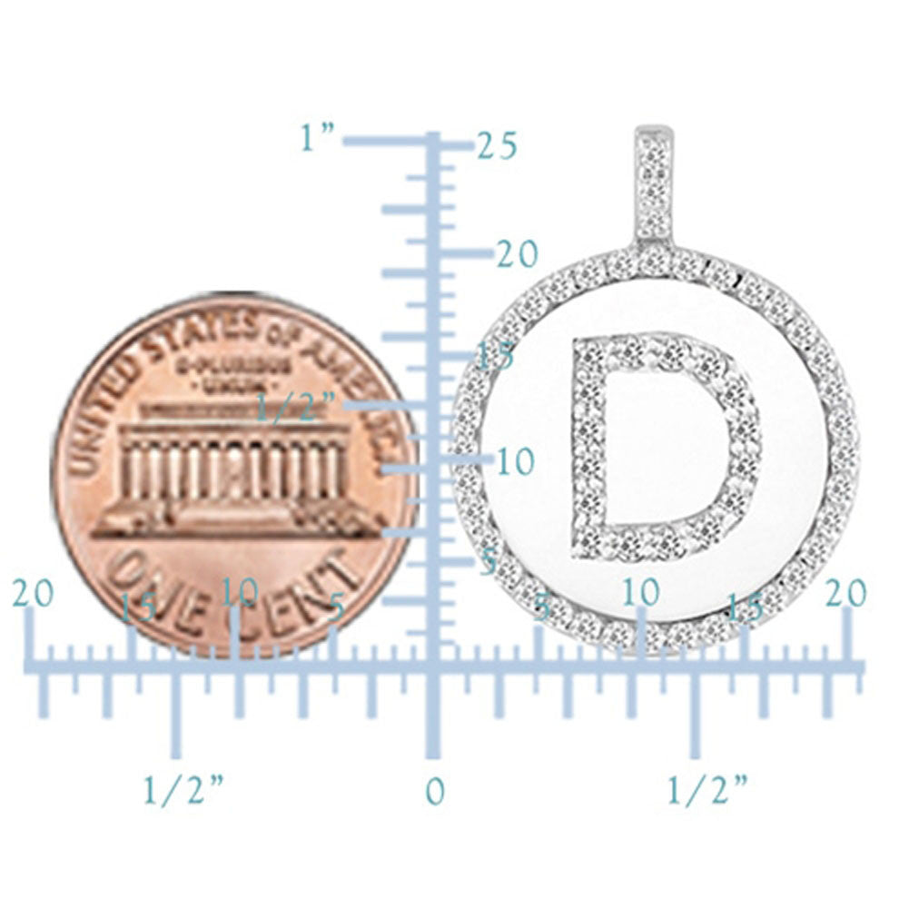 "D" Diamond Initial 14K White Gold Disk Pendant (0.56ct) fine designer jewelry for men and women
