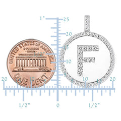 "F" Diamond Initial 14K White Gold Disk Pendant (0.51ct) fine designer jewelry for men and women