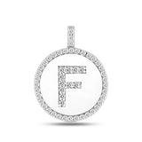 "F" Diamond Initial  14K White Gold Disk Pendant (0.51ct) - JewelryAffairs
 - 2