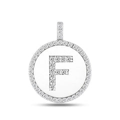 "F" Diamond Initial 14K White Gold Disk Pendant (0.51ct) fine designer jewelry for men and women