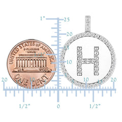 "H" Diamond Initial  14K White Gold Disk Pendant (0.54ct) - JewelryAffairs
 - 3