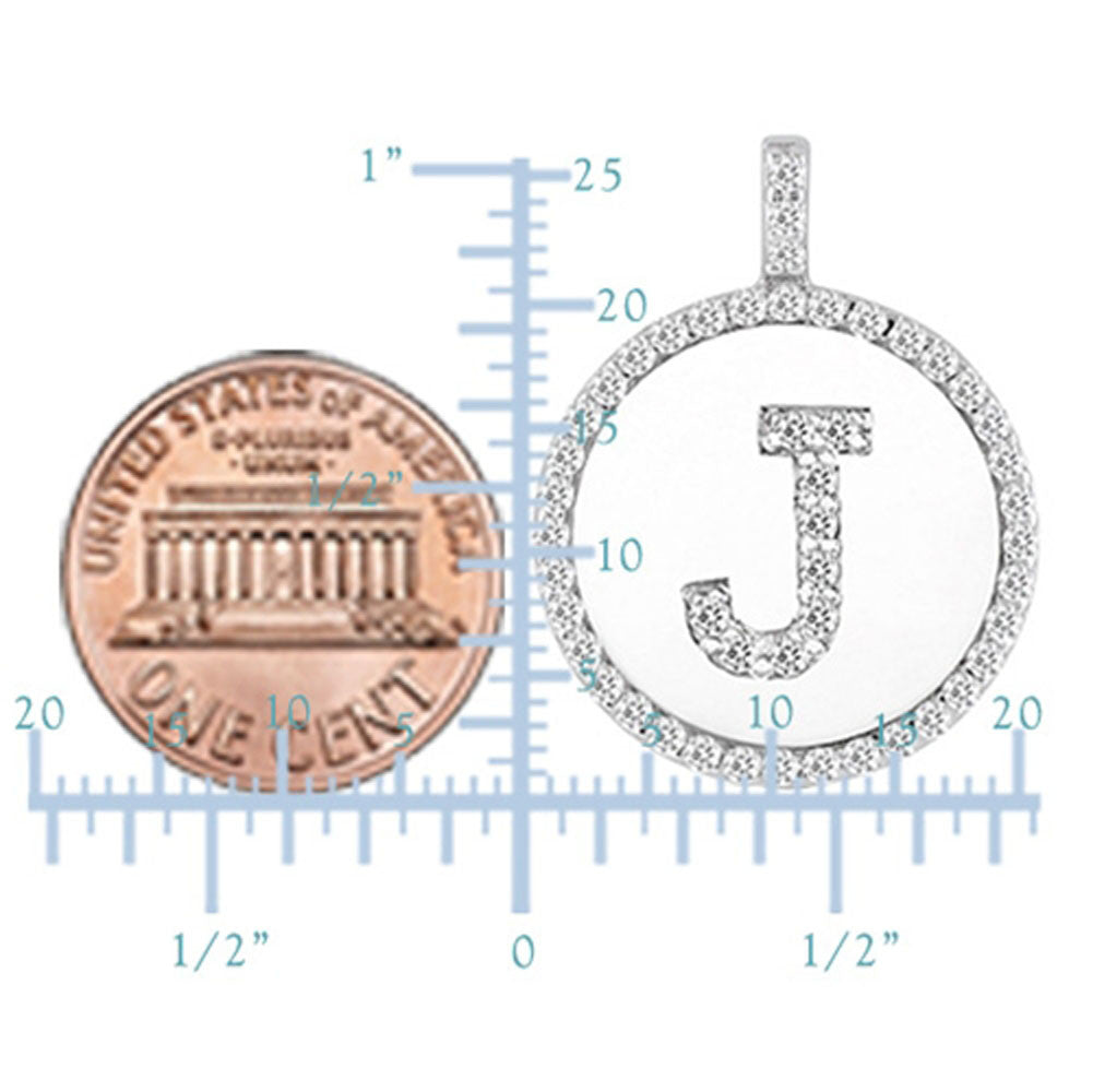 "J" Diamond Initial 14K White Gold Disk Pendant (0.49ct) fine designer jewelry for men and women