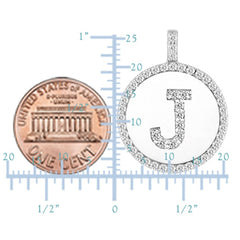 "J" Diamond Initial 14K White Gold Disk Pendant (0.49ct) fine designer jewelry for men and women