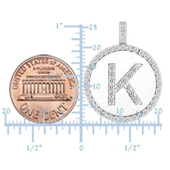 "K" Diamond Initial 14K White Gold Disk Pendant (0.54ct) fine designer jewelry for men and women