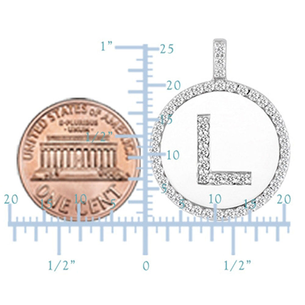 "L" Diamond Initial  14K White Gold Disk Pendant (0.48ct) - JewelryAffairs
 - 3