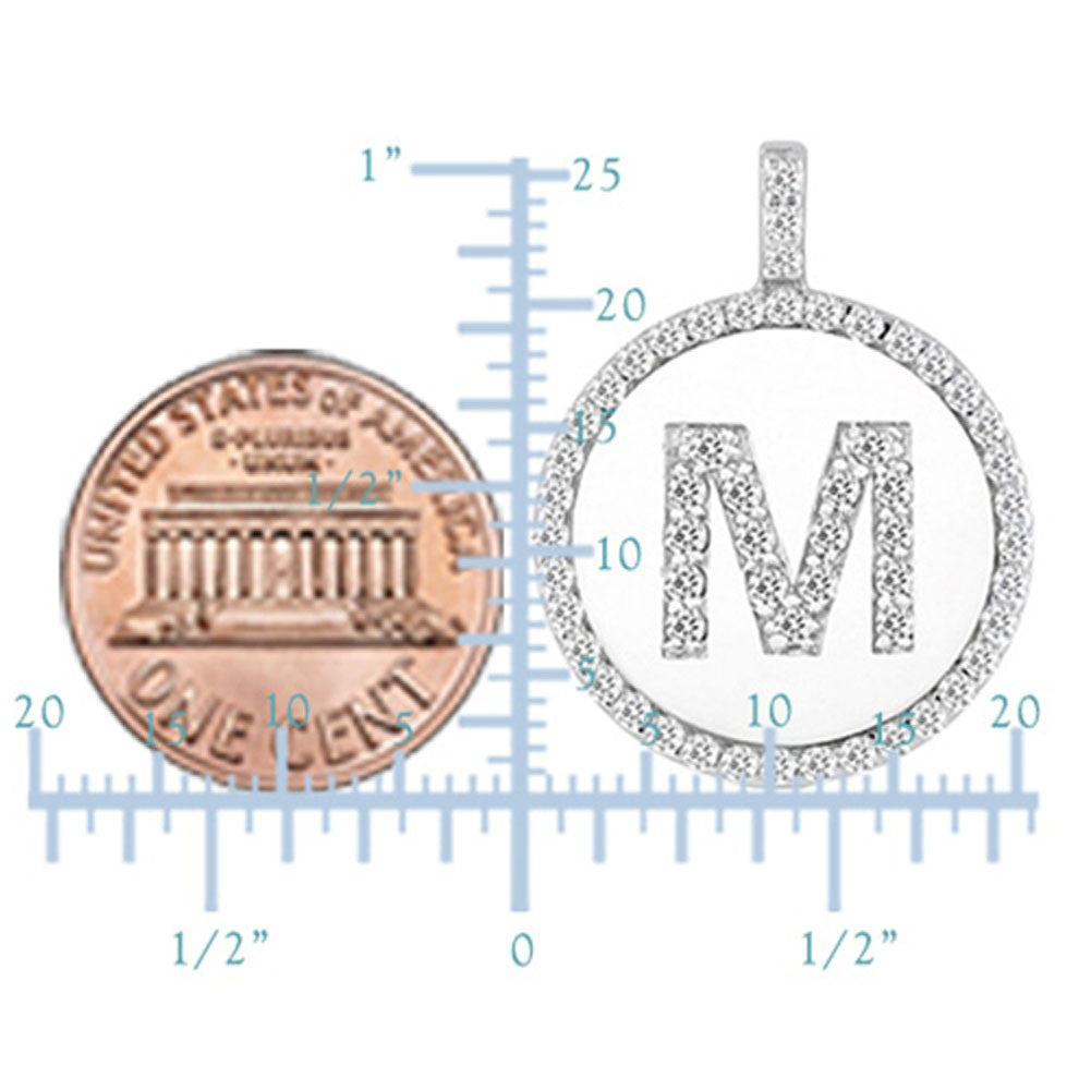 "M" Diamond Initial  14K White Gold Disk Pendant (0.65ct) - JewelryAffairs
 - 3