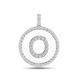 "O" Diamond Initial 14K White Gold Disk Pendant (0.58ct) - JewelryAffairs
 - 2