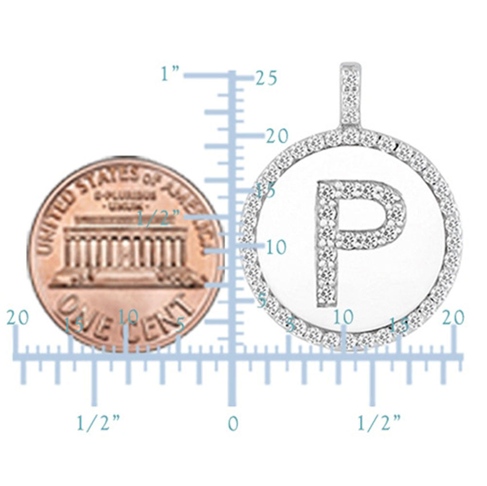 "P" Diamond Initial 14K White Gold Disk Pendant (0.55ct) - JewelryAffairs
 - 3