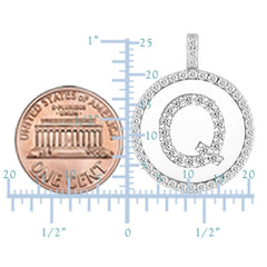 "Q" Diamond Initial 14K White Gold Disk Pendant (0.59ct) - JewelryAffairs
 - 3
