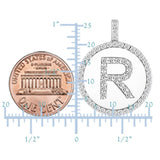 "R" Diamond Initial 14K White Gold Disk Pendant (0.57ct) - JewelryAffairs
 - 3