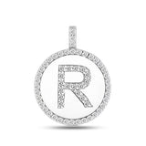 "R" Diamond Initial 14K White Gold Disk Pendant (0.57ct) - JewelryAffairs
 - 2