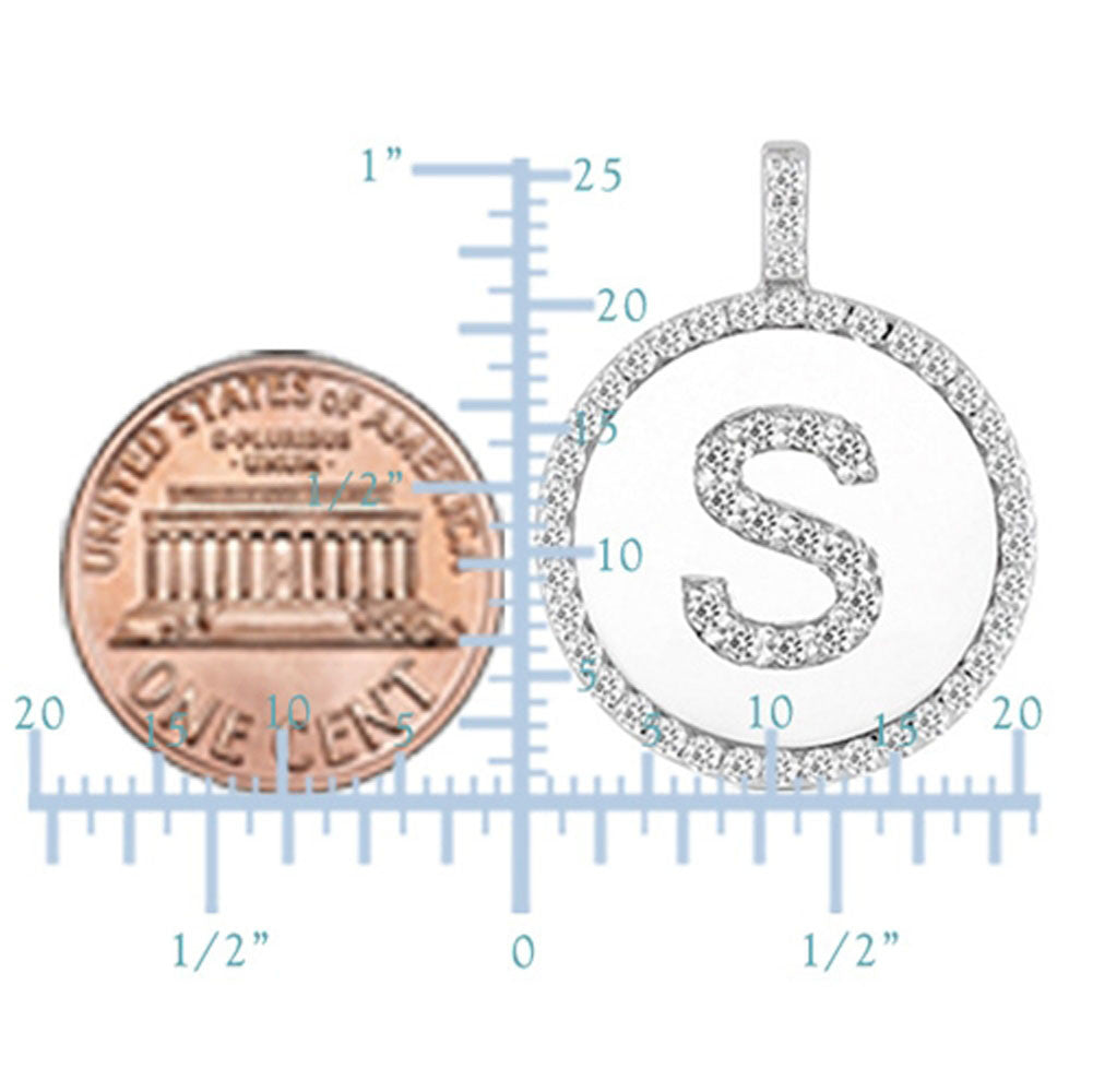 "S" Diamond Initial 14K White Gold Disk Pendant (0.56ct) fine designer jewelry for men and women