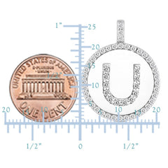 "U" Diamond Initial 14K White Gold Disk Pendant (0.54ct) fine designer jewelry for men and women