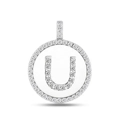 "U" Diamond Initial 14K White Gold Disk Pendant (0.54ct) fine designer jewelry for men and women