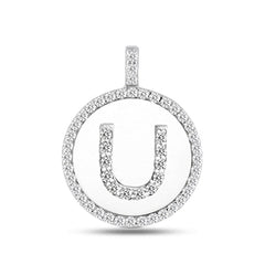 "U" Diamond Initial 14K White Gold Disk Pendant (0.54ct) - JewelryAffairs
 - 2