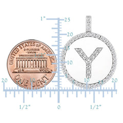"Y" Diamond Initial 14K White Gold Disk Pendant (0.50ct) fine designer jewelry for men and women