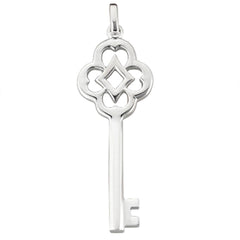 Colgante de llave vintage elegante de oro blanco de 14 quilates, joyería de diseño fino para hombres y mujeres