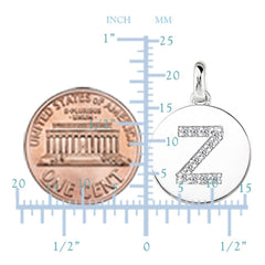 "Z" Diamond Initial 14K White Gold Disk Pendant (0.12ct) fine designer jewelry for men and women