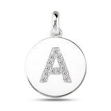 "A" Diamond Initial  14K White Gold Disk Pendant (0.13ct) - JewelryAffairs
 - 2
