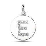 "E" Diamond Initial  14K White Gold Disk Pendant (0.14ct) - JewelryAffairs
 - 2