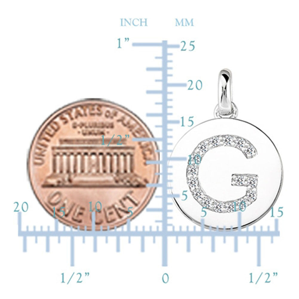 "G" Diamond Initial  14K White Gold Disk Pendant (0.16ct) - JewelryAffairs
 - 3