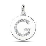"G" Diamond Initial  14K White Gold Disk Pendant (0.16ct) - JewelryAffairs
 - 2