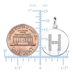 "H" Diamond Initial 14K White Gold Disk Pendant (0.12ct) fine designer jewelry for men and women
