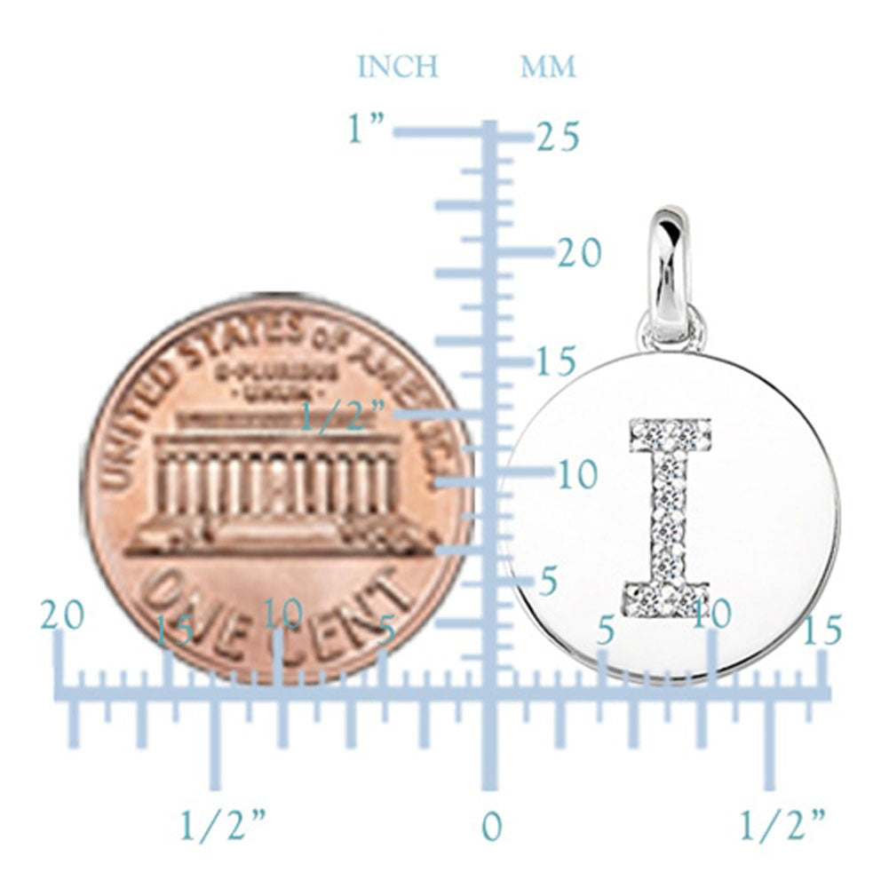 "I" Diamond Initial 14K vitguld Diskhänge (0,08ct) fina designersmycken för män och kvinnor