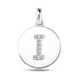 "I" Diamond Initial  14K White Gold Disk Pendant (0.08ct) - JewelryAffairs
 - 2