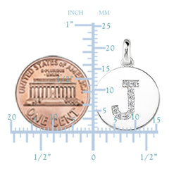 "J" Diamond Initial 14K White Gold Disk Pendant (0.09ct) fine designer jewelry for men and women