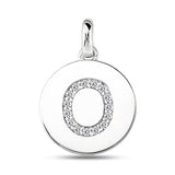 "O" Diamond Initial 14K White Gold Disk Pendant (0.16ct) - JewelryAffairs
 - 2