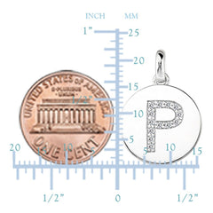 "P" Diamond Initial 14K White Gold Disk Pendant (0.13ct) fine designer jewelry for men and women