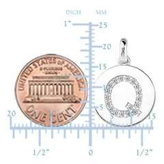 "Q" Diamond Initial 14K White Gold Disk Pendant (0.18ct) fine designer jewelry for men and women